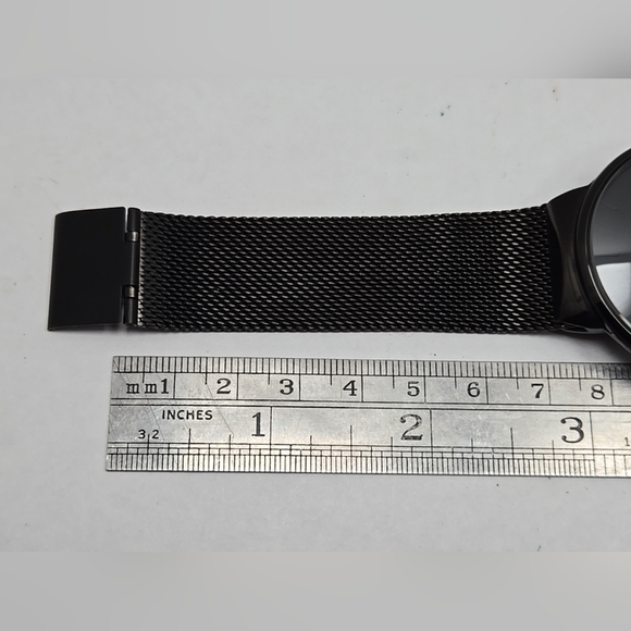 LIGE Dream Black Mesh Stainless Steel Date Quartz Subdial Watch New Battery Mens - Picture 9 of 11